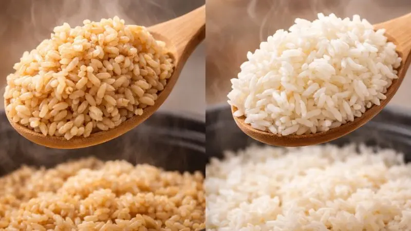 Arroz integral y arroz blanco perfecto cocinado en arrocera Oster