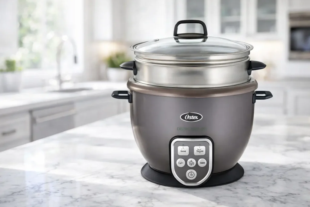 Arrocera digital Oster CKSTRC7029-013 en cocina moderna.